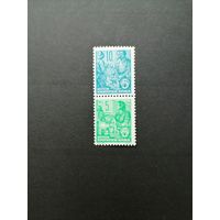 ГДР 1955 Сцепка вертикальная из марок стандарта "Пятилетка" (чистая**) S 5 Mi.453x+406x каталог 6.00 евро