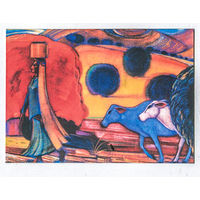 Открытка. Осень. Люди. Женщины. Животные. Коровы. Пейзаж. Худож. С.Рерих (чистая)