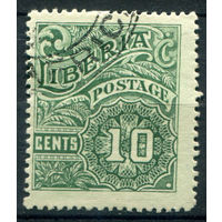 Либерия - 1918г. - ландшафты, фауна, местные мотивы, 10 с - 1 марка - гашёная [Mi 156]. #4-W1-119-A-1