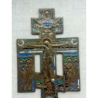 Крест Распятие с предстоящими. 5 эмалей.