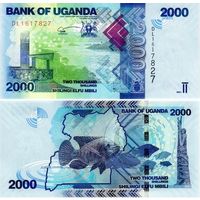 Уганда 2000 шиллингов 2024  год UNC
