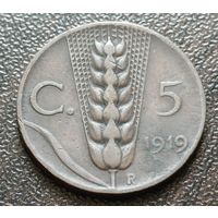 Италия 5 чентезимо, 1919    ( 1-7-2 )