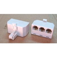 Переходник тлф 6Р4С штекер- 3 гнезда 2 шт. с 1 рубля