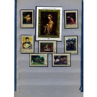 СССР, 1973,  ЗАРУБЕЖНАЯ** ЖИВОПИСЬ В МУЗЕЯХ СССР, серия 7м + блок, чистая