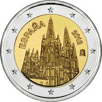 2 евро Испания 2012 Кафедральный готический собор в Бургос UNC из ролла