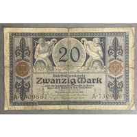Банкнота 20 марок 1915 год. Германская империя