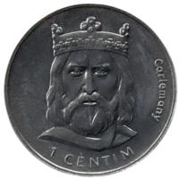 Княжество Андорра. 1 сентим 2002. Карл Великий