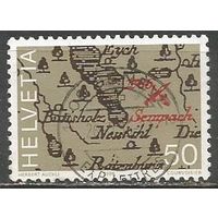 Швейцария. 600 лет биты при Земпаж. Карта. 1986г. Mi#1308.