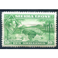 Британские колонии - Сьерра-Леоне - 1938г. - ландшафты, король Георг VI, 10 Sh - 1 марка - MH с пожелтением клея [Mi 165]. #4-B5-126-A-1