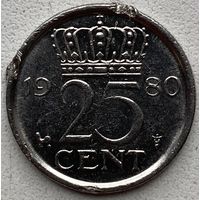 Нидерланды 25 центов 1980 г.