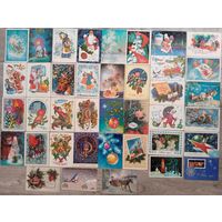 С Новым годом! Подписанные. 39 шт. СССР.
