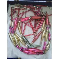 Ёлочные бусы из старинного стекляруса.2 шт.Цена за одни.