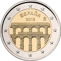 2 евро Испания 2016 Старинный город Сеговия с римским акведуком UNC из ролла