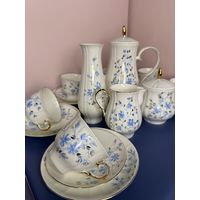 Кофейный сервиз , костяной фарфор Jiesia ЛССР! 6 персон ,22 предмета ,в родной коробке!