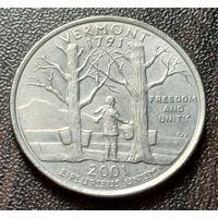 США 1/4 доллара, 2001 Квотер штата Вермонт   D  ( 1-2-7 )