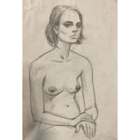 "Обнаженная, портрет" рисунок большой а2 формат