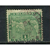 Панама в составе Колумбии - 1892/1896 - Карта 1С - [Mi.12] - 1 марка. Гашеная.  (Лот 20Ju)-T25P8