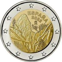 2 Евро Испания 2022 Национальный парк Гарахонай UNC из ролла