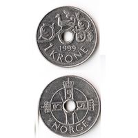 1 крона Норвегия 1999 года