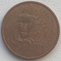 Франция 2 евроцента 2010 г.