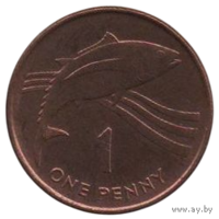 Заморская Территория Островов Святой Елены и Вознесения. 1 пенни 1997. Фауна. Тунец.