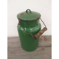 Бидончик СССР 1960-х,Реаритет, эмалированный для молока. Целый.Для декорации.