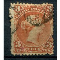 Британские колонии - Канада - 1868/77г. - королева Виктория, 3 с - 1 марка - гашёная [Mi 20]. #3-WB-92-A-1
