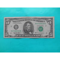 США 5 долларов 1995 г "B"