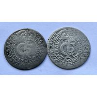 Монеты СЕРЕБРО Польша ТЫМФ 1665 и 1666 год ЯН КАЗИМИР ОТЛИЧНЫЕ