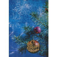 Чистая открытка 1974г. "С Новым годом! Еловая ветка" фото Е. Савалова