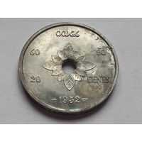 Лаос 20 сантимов (центов) 1952 г.