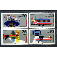 ГДР - 1980г. - 25 лет авиапочте - 4 марки - сцепка - полная серия, MNH [Mi 2516-2519]. #O-Se-Z-1-36