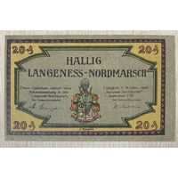 Нотгельд Халиг Лангенес 20 пфеннигов 1921 год. Веймарская республика