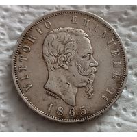 Италия 5 лир 1865