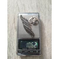 2 серебряных предмета,царской России,брошька и заколка для волос,под реставрацию заколок,с рубля