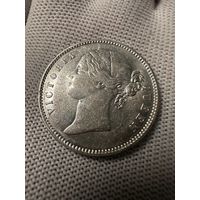 1 рупия 1840 Британская Индия. Штемпельная! AU
