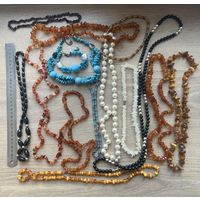 Бусы БОЛЬШОЙ ЛОТ ЯНТАРЬ и др.  15шт С 1 РУБЛЯ