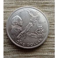 Werty71 Новая Зеландия 1 доллар крона 1969 200 лет путешествию Капитана Кука Корабль