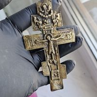 Старт с 1 Рубля !!! Икона литье плашка Пластика плакетка Распятие Крест Иисус Христос Оригинал!!!