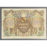 Банкнота 10000 марок 1923 Баденский Банк Мангейм Веймарская республика