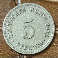 Монета 5 пфеннигов 1912 год. Германская империя. Монетный двор Берлин.