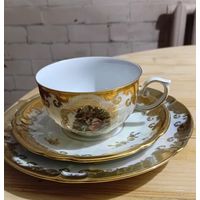 Великолепная  чайная  тройка. Мадонна. Позолота