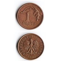 1 грош Польша 2001 года