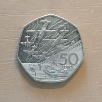 Великобритания, 50 пенсов, 1994 г., 50 лет высадки союзников в Нормандии (день D), KM# 966