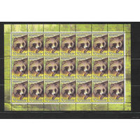 Беларусь лист марок 10 рублей заказ No 91-2011 фауна MNH** (5-9)