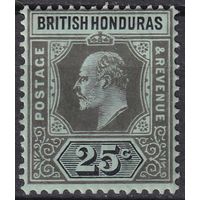 70.BrKCI. Великобритания. Колонии. Британский Гондурас. Стандарт. Эдуард. 1911 г. 25C. Mi.#61.