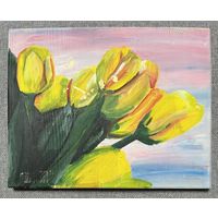 Живопись на доске "Тюльпаны"