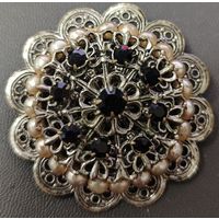 Винтажная эксклюзивная брошь. Филигрань. Латунь. Чехословакия, времен СССР