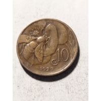 Италия 10 сентизим 1922