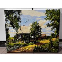 Пейзаж домик в деревне репродукция с рубля